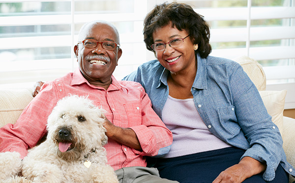 Couple smiling